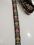 Floral Embroidered Lace Trim with Sequins