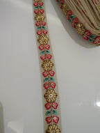 Floral Embroidered Lace Trim with Sequins