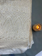 Premium Off-White Georgette Chikankari Fabric with Intricate Sequin Work