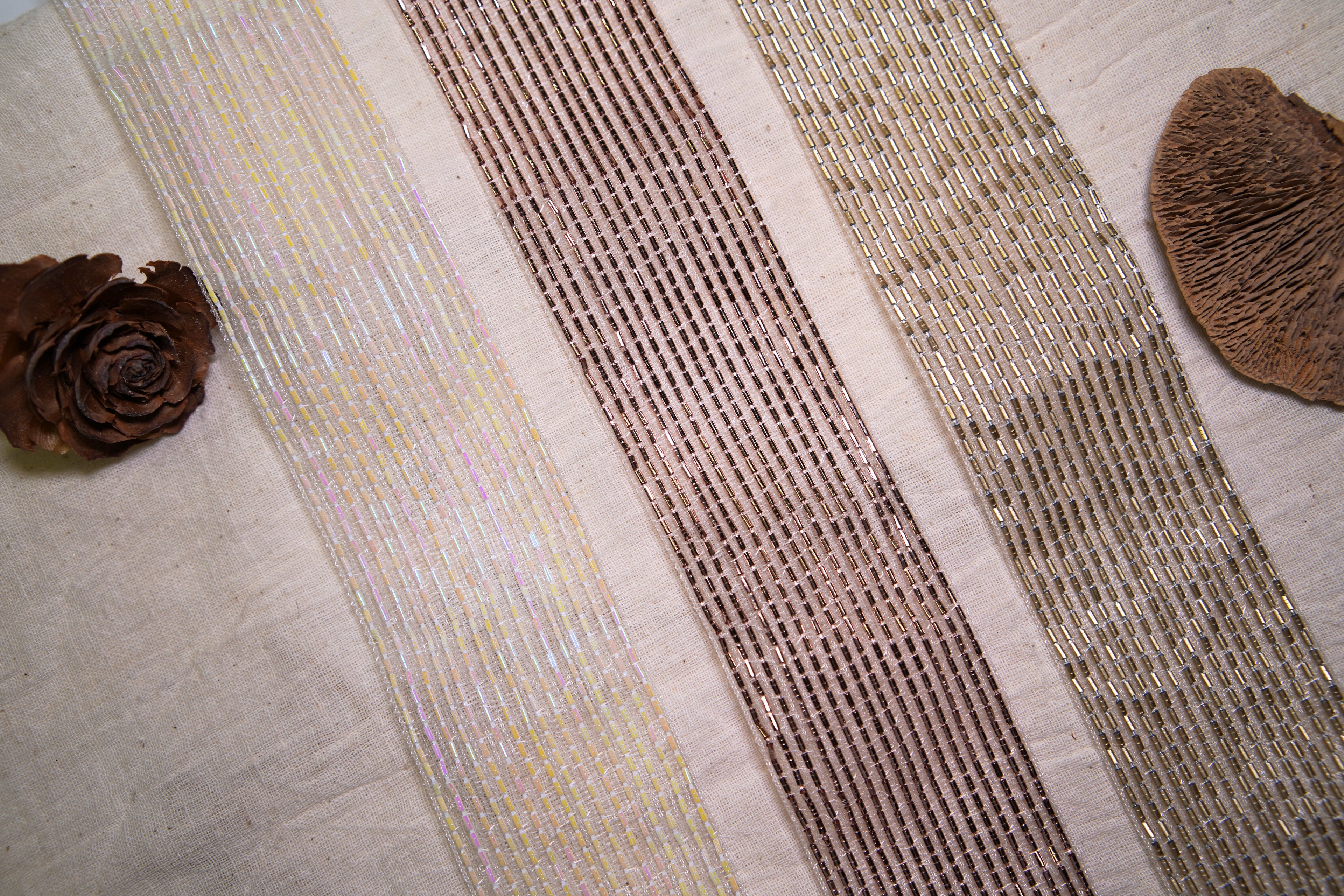 Metallic Grid Sequin Trim on Hard Tulle