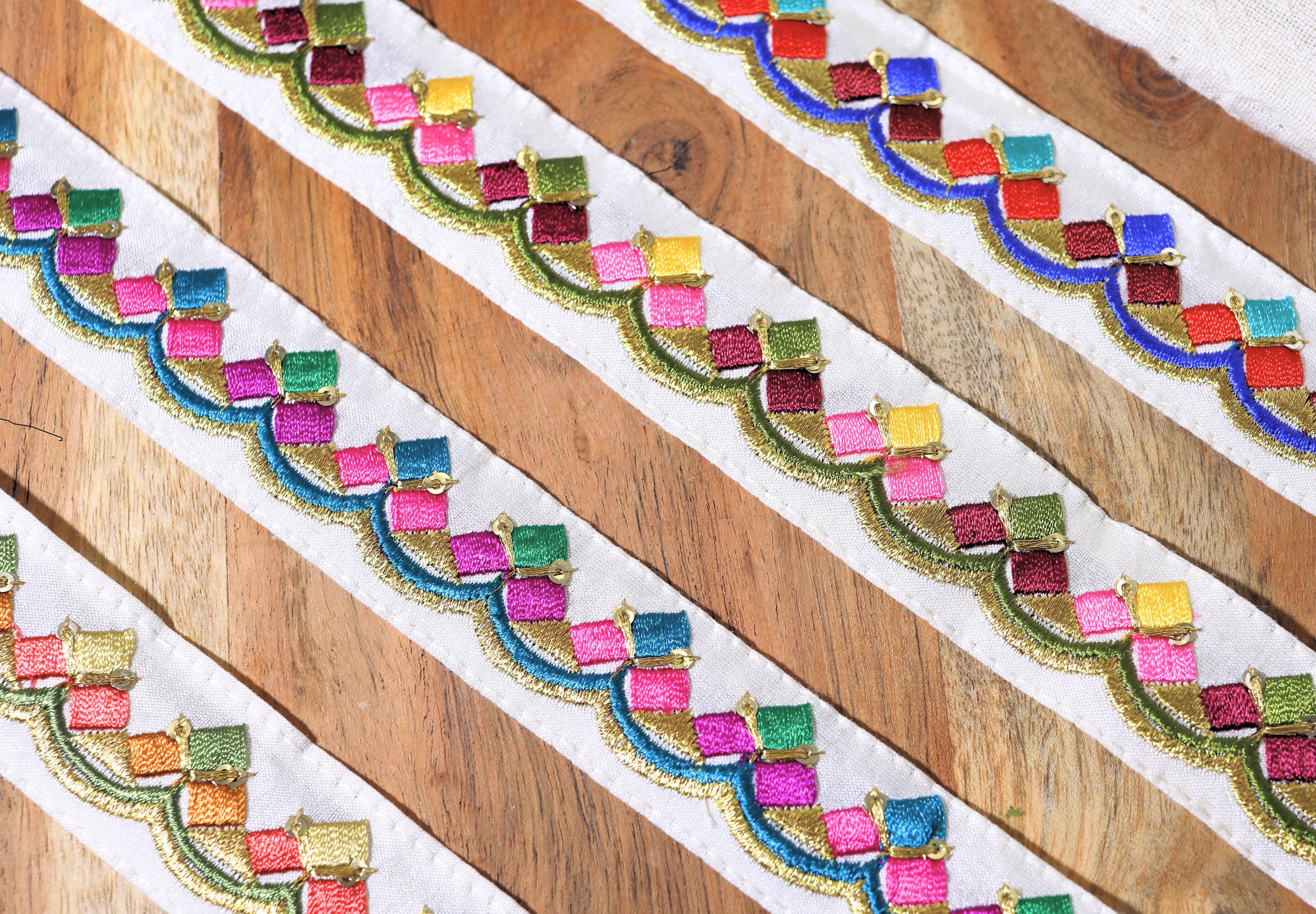 Multicolor Geometric Embroidered Trim – Festive Collection