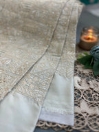 Luxury Champagne Gold Embroidered Fabric with Sequin Work