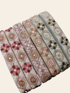 Floral Embroidered Tulle Lace Trim with Sequin Accents