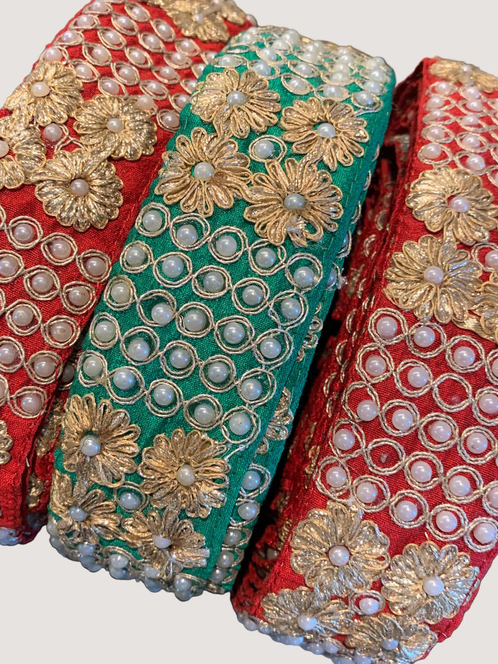 Traditional Zardozi & Pearl Floral Lace Trim