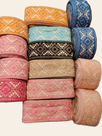 Premium Geometric Diamond & Floral Embroidered Cotton Lace Trim