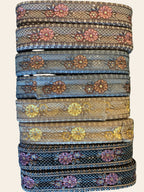 Intricate Floral Embroidery Trim with Sequin Accents