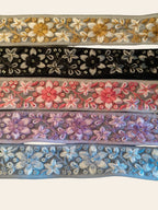 Floral Embroidered Net Lace Trim with Sequin