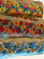 Floral Embroidered Organza Lace Trim