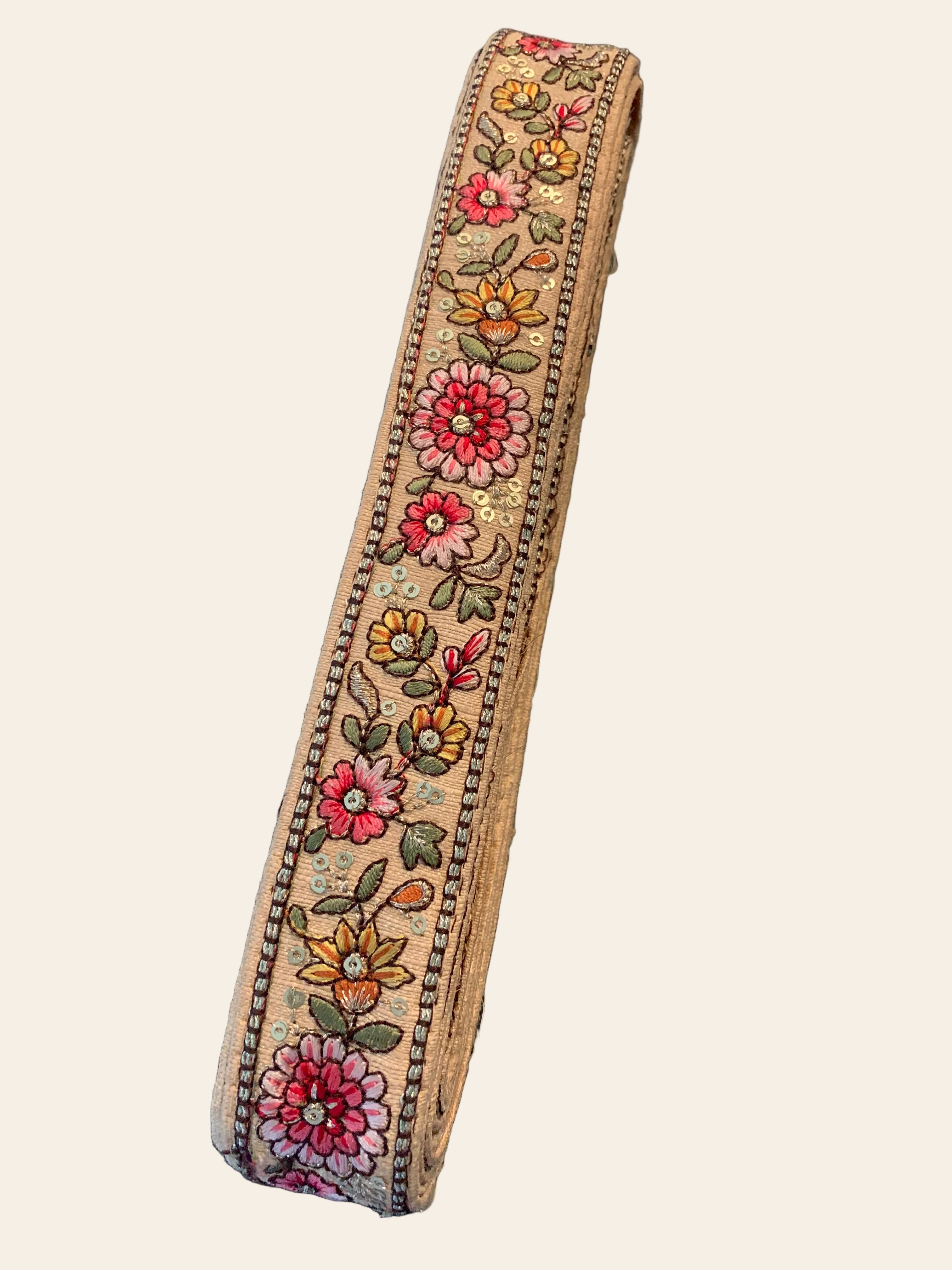 Floral Embroidered Silk Trim