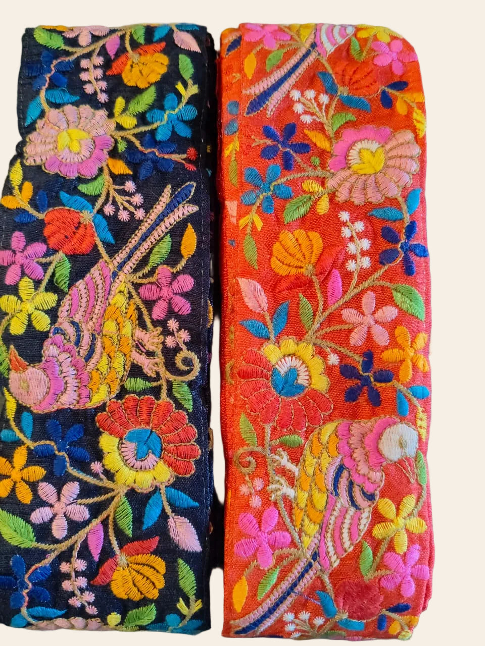 Embroidered Bird & Floral Trim