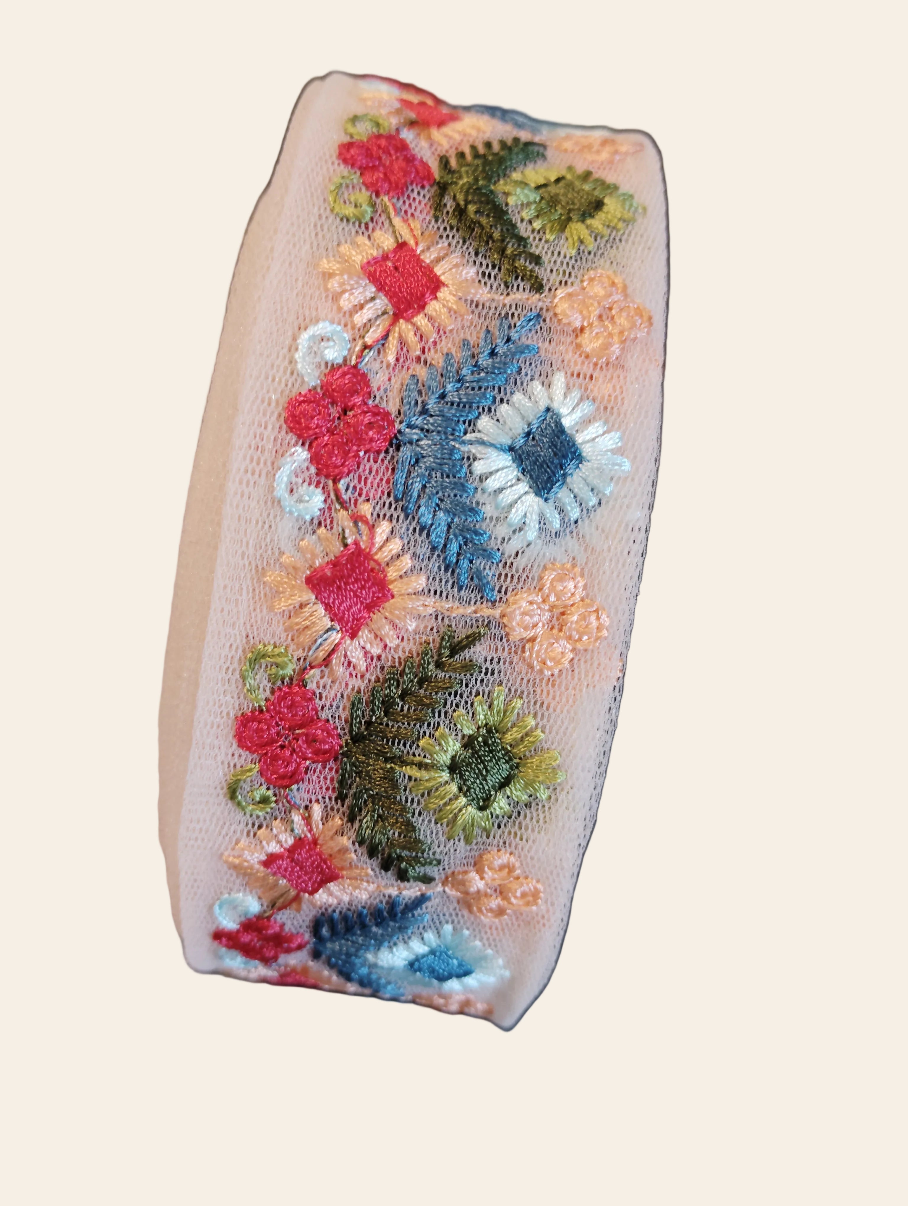 Floral Embroidered Mesh Lace Trim