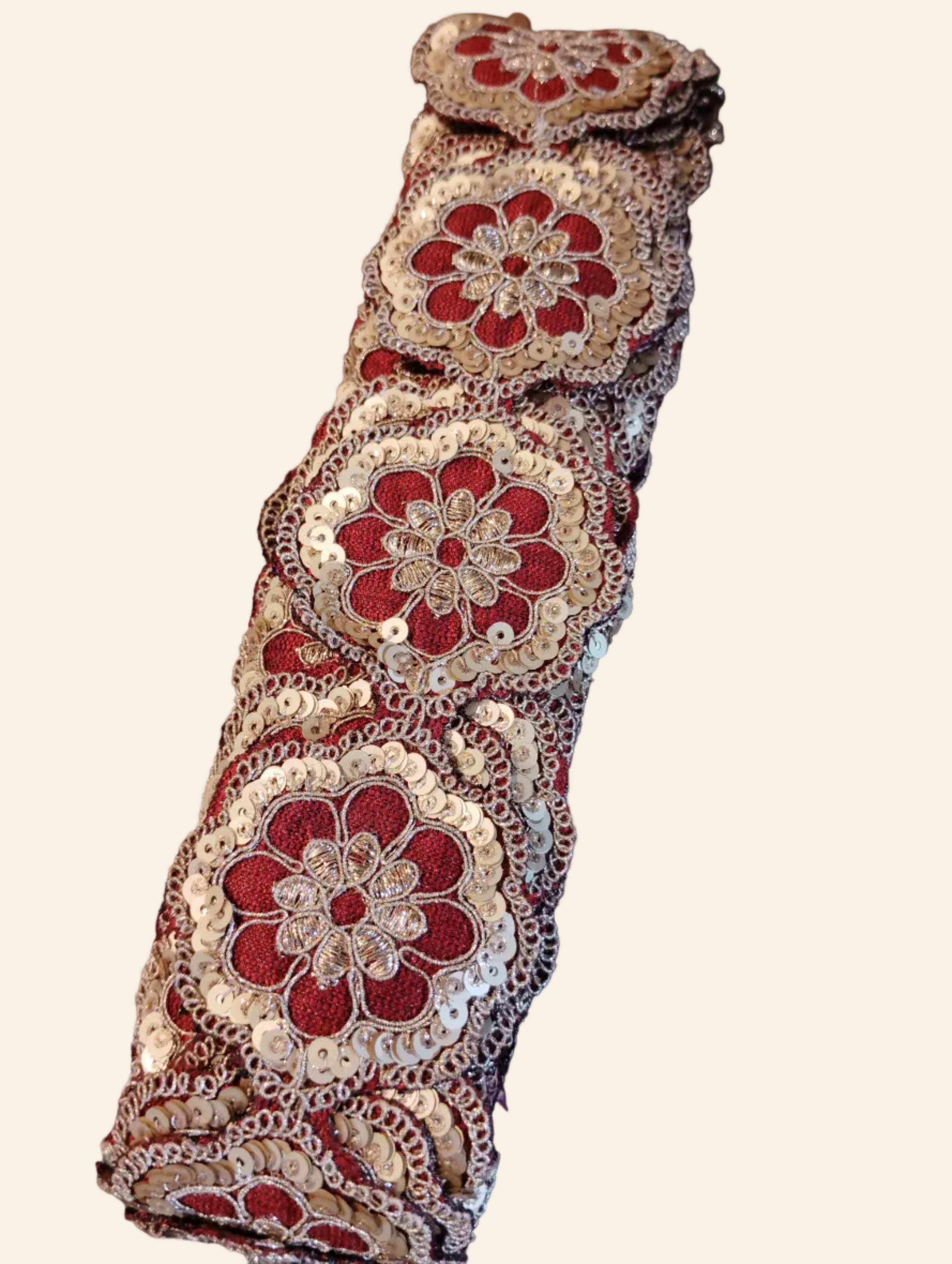 Gold Sequin Floral Zardozi Trim
