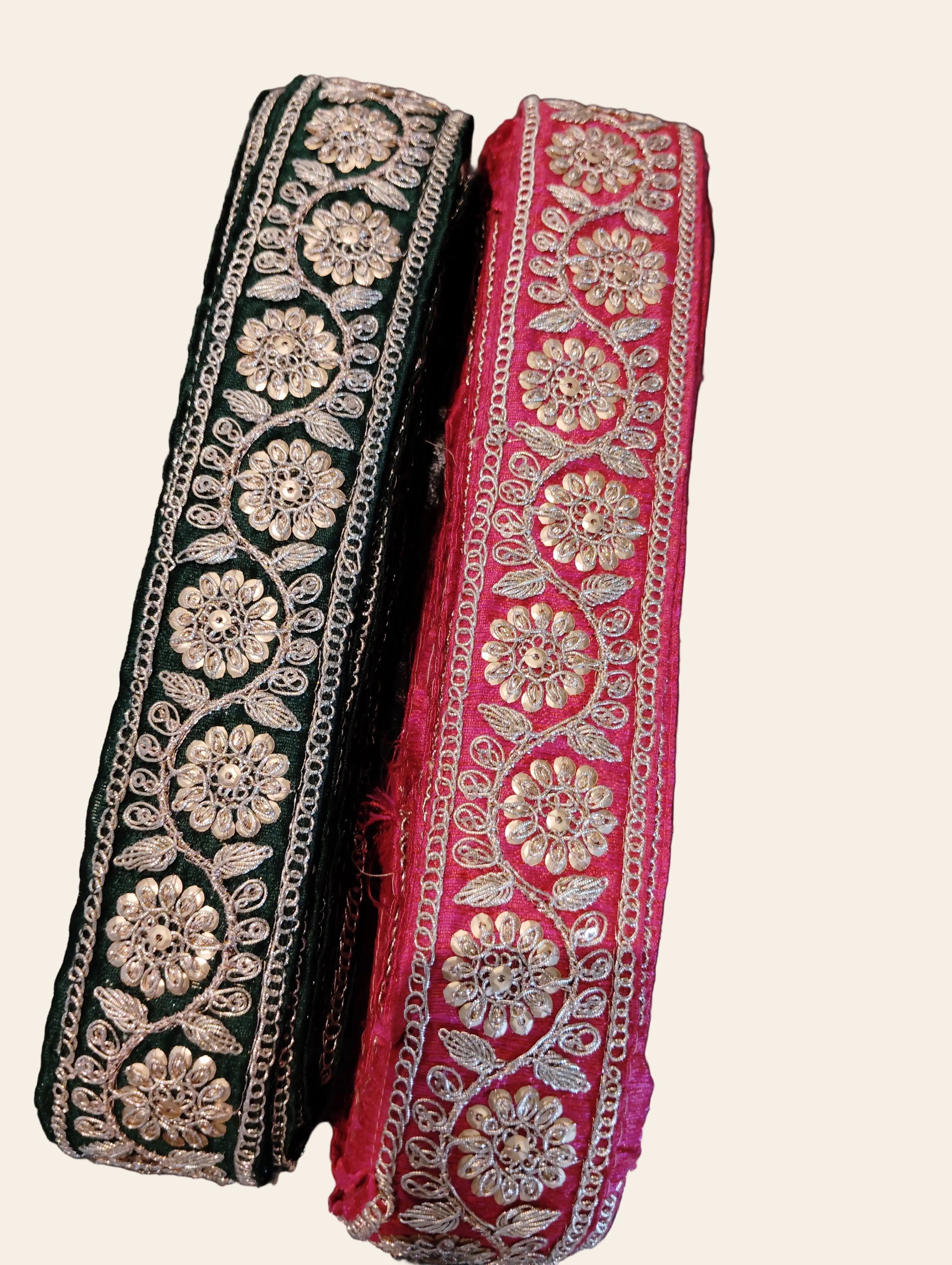 Embroidered Floral Zari Lace Trim