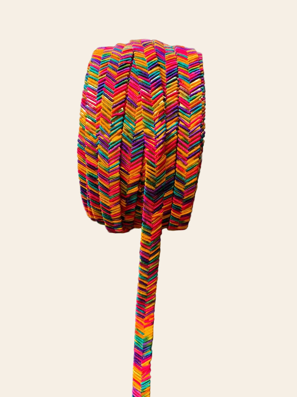 Rainbow Chevron Silk Thread & Gold Zari Gota Trim