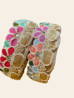 Elegant Multicolor Flower Zari Border