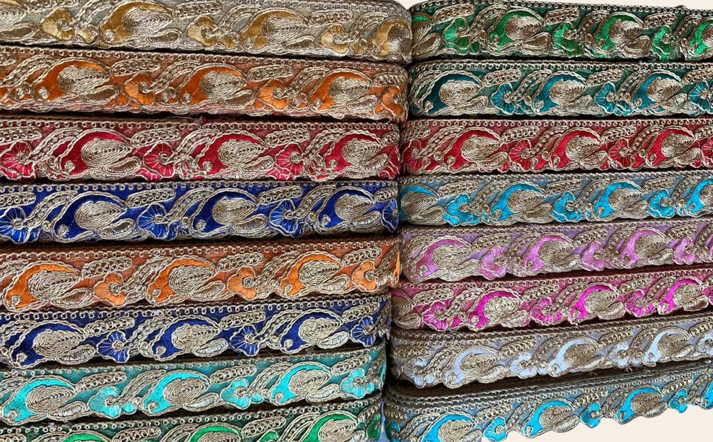 Traditional Metallic Zari & Gota Work Embroidery Trim
