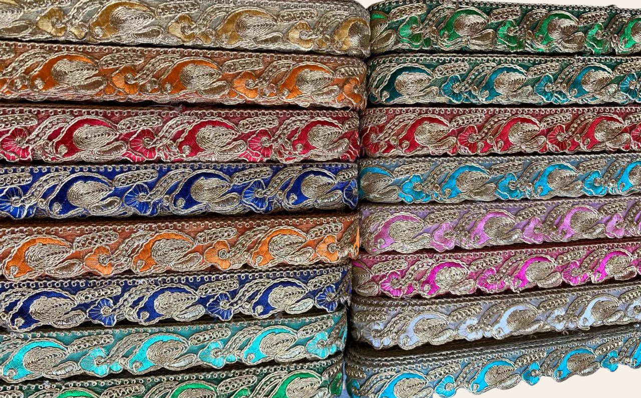 Traditional Metallic Zari & Gota Work Embroidery Trim