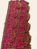 Rani Pink Net Lace with Golden Zari Scalloped Embroidery