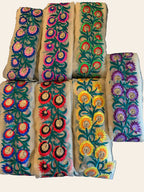 Multi-Color Floral Embroidered Net Lace