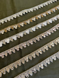 Handcrafted Metallic Leaf Lace with Round Mirror Accents