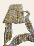 Handmade Gold and Silver Floral Beaded Lace Trim with Sequin Borders