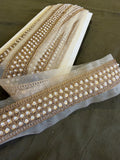Pearl and Gold Sequin Embroidered Net Lace Trim