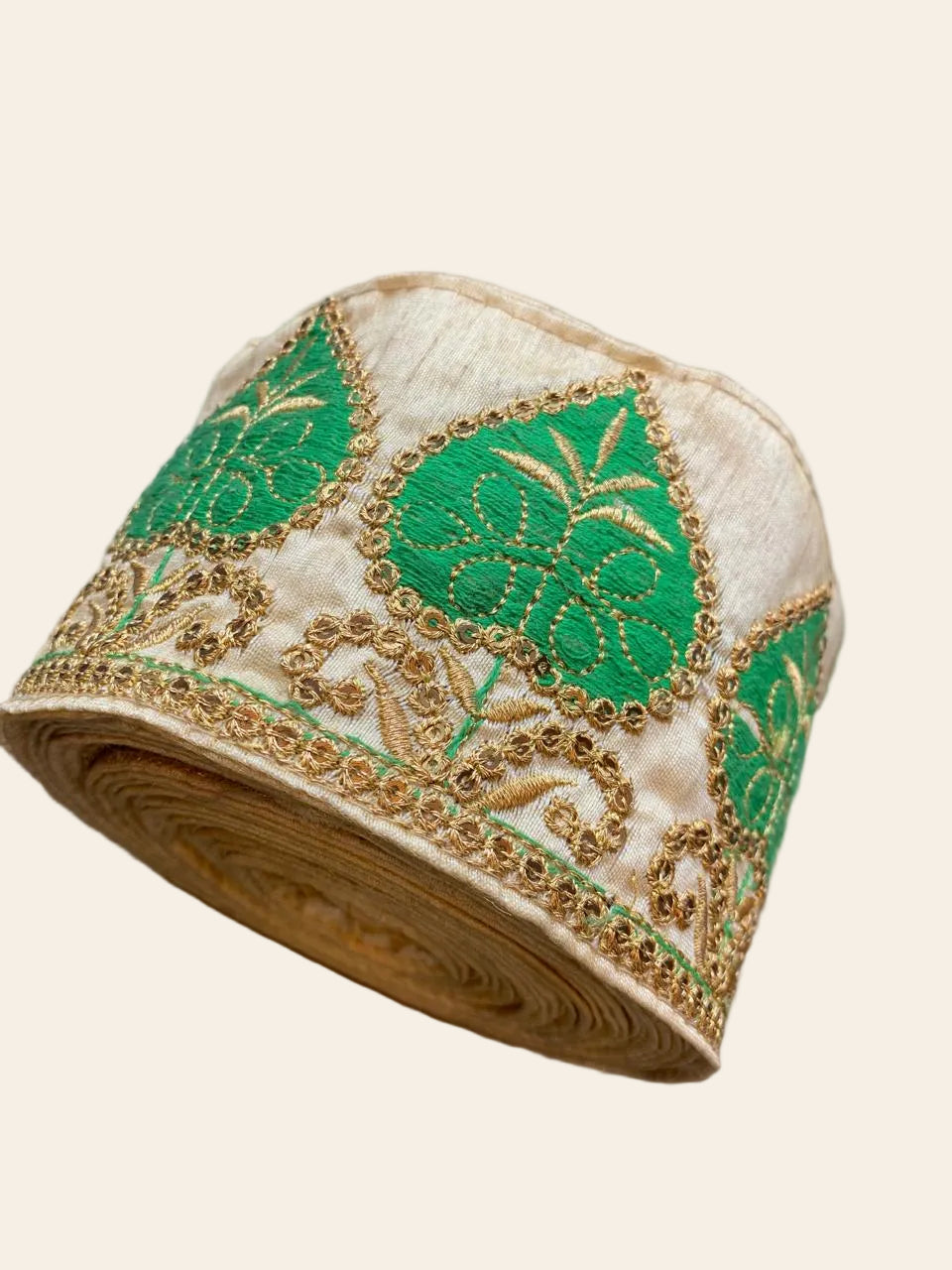 Gold & Green Zardozi Embroidered Silk Trim