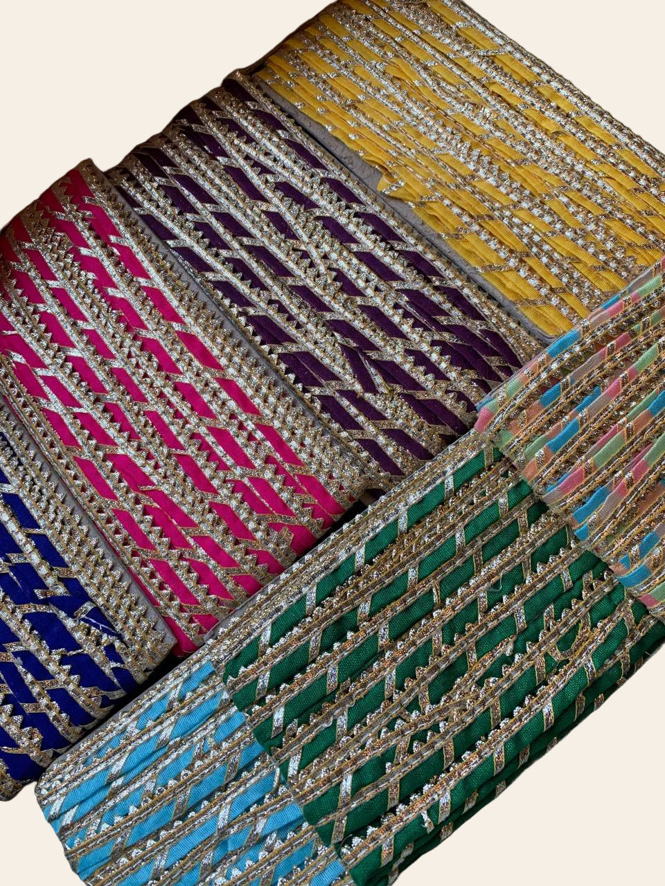 Festive Gota Patti Trim with Diagonal Zari Detailing