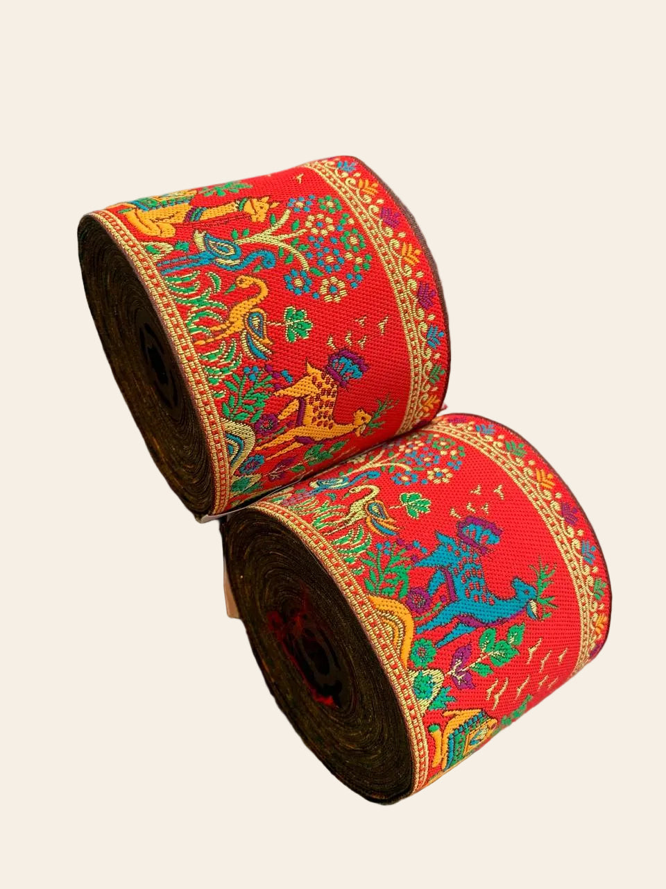 Vibrant Wildlife Embroidered Border Trim