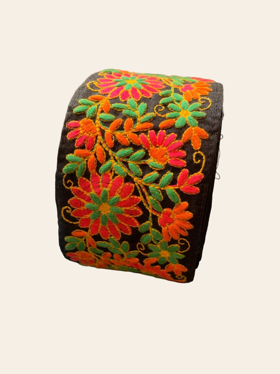 Multicolor Floral Embroidered Fabric Trim