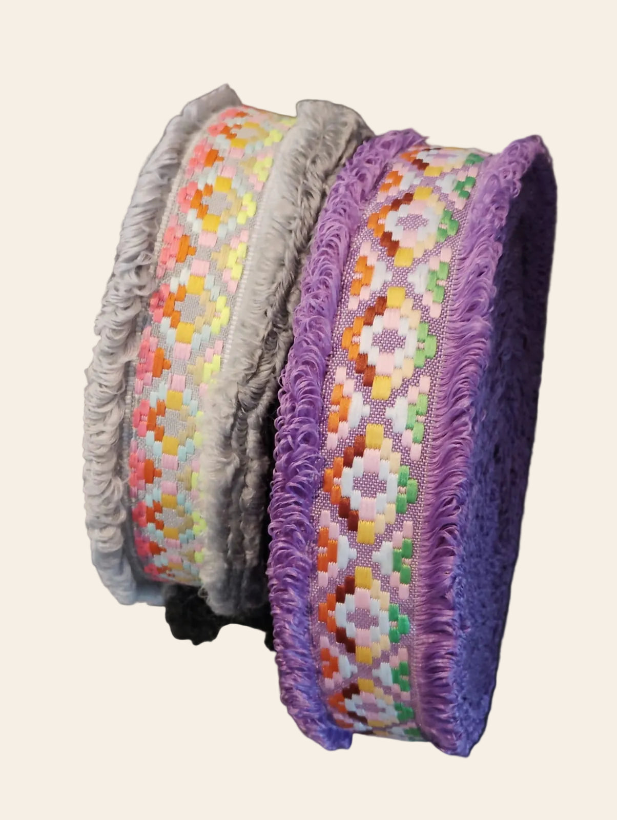 Geometric Embroidered Fringed Border