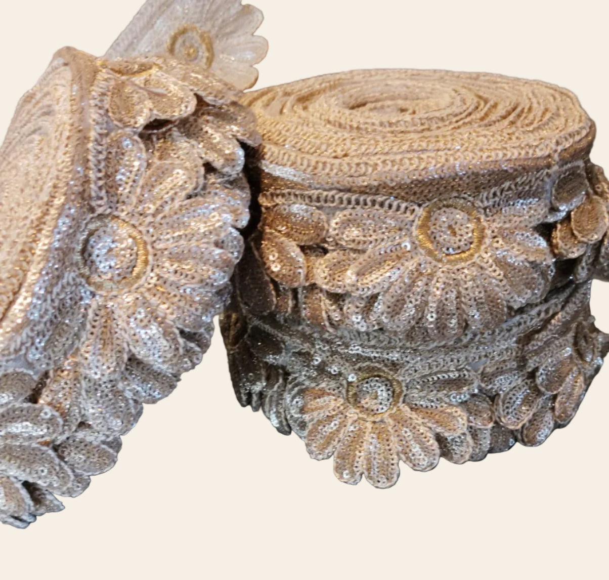 Gold Sequin Floral Trim