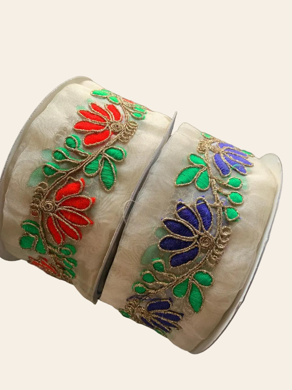 Embroidered Floral Silk Ribbon