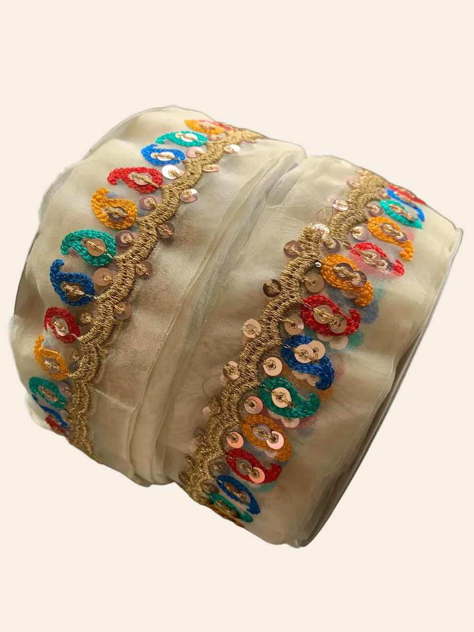Multicolor Paisley Embroidered Trim