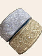 Ornate Faux-Pearl Embroidered Ribbon Trim