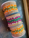 Premium Floral Embroidered Lace Trim with Pearl Accents