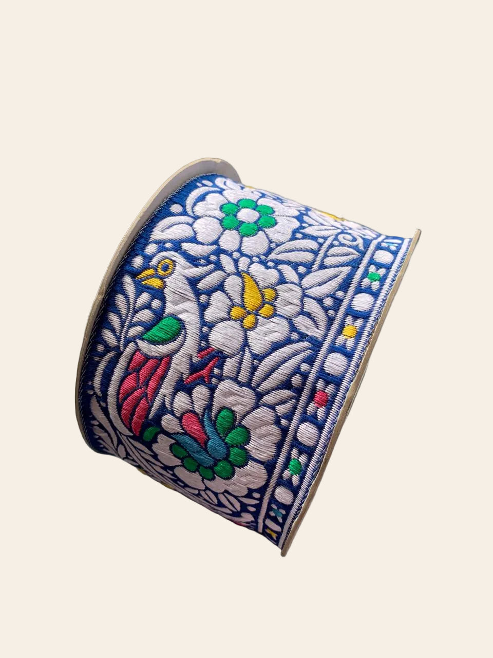 Royal Blue Ethnic Embroidered Peacock