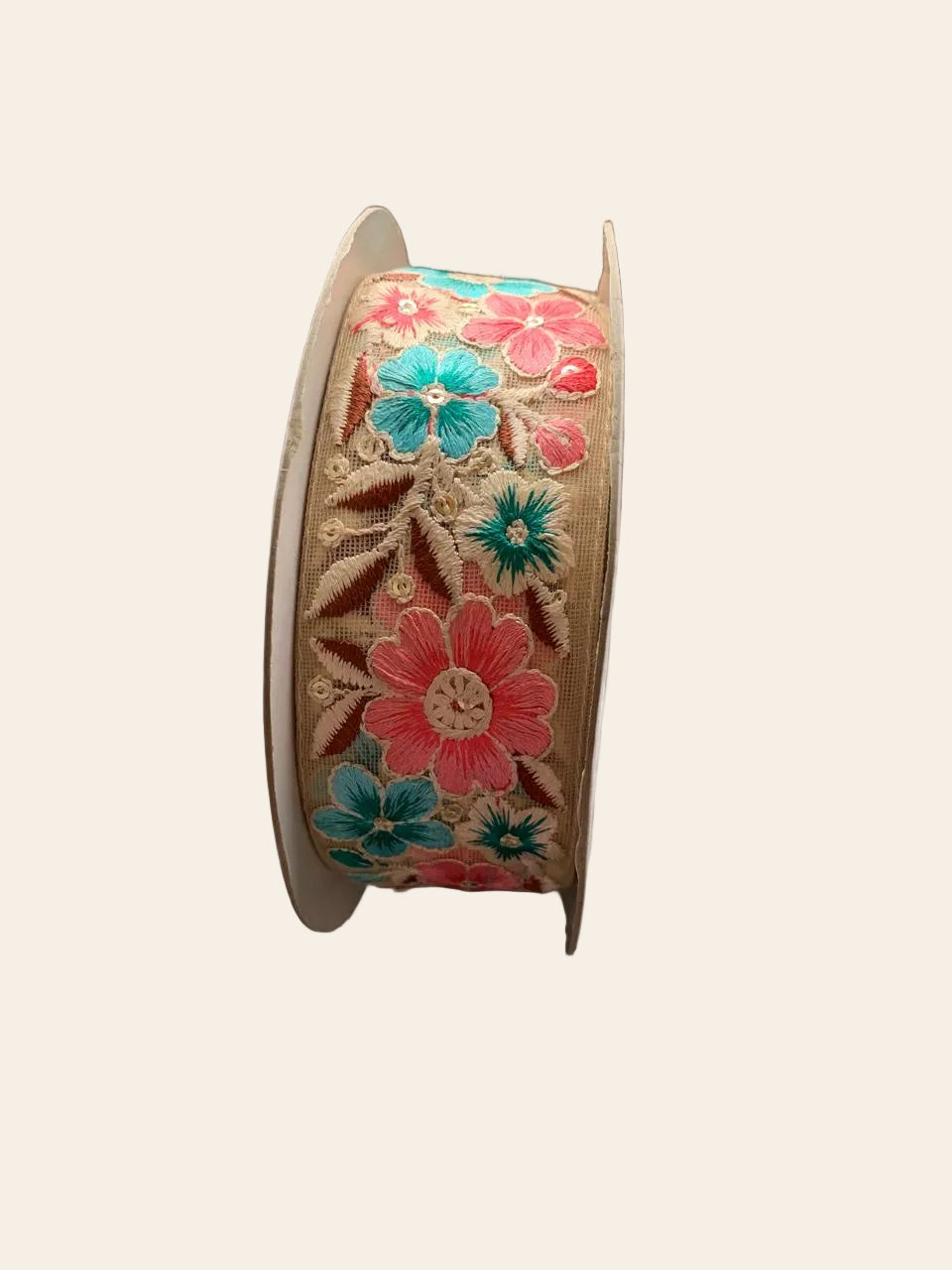 Embroidered Floral Lace Border Ribbon Trim
