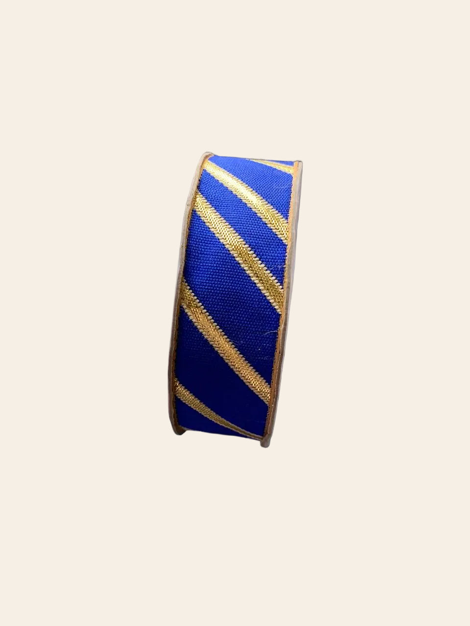 Royal Blue and Gold Striped Ribbon Spool