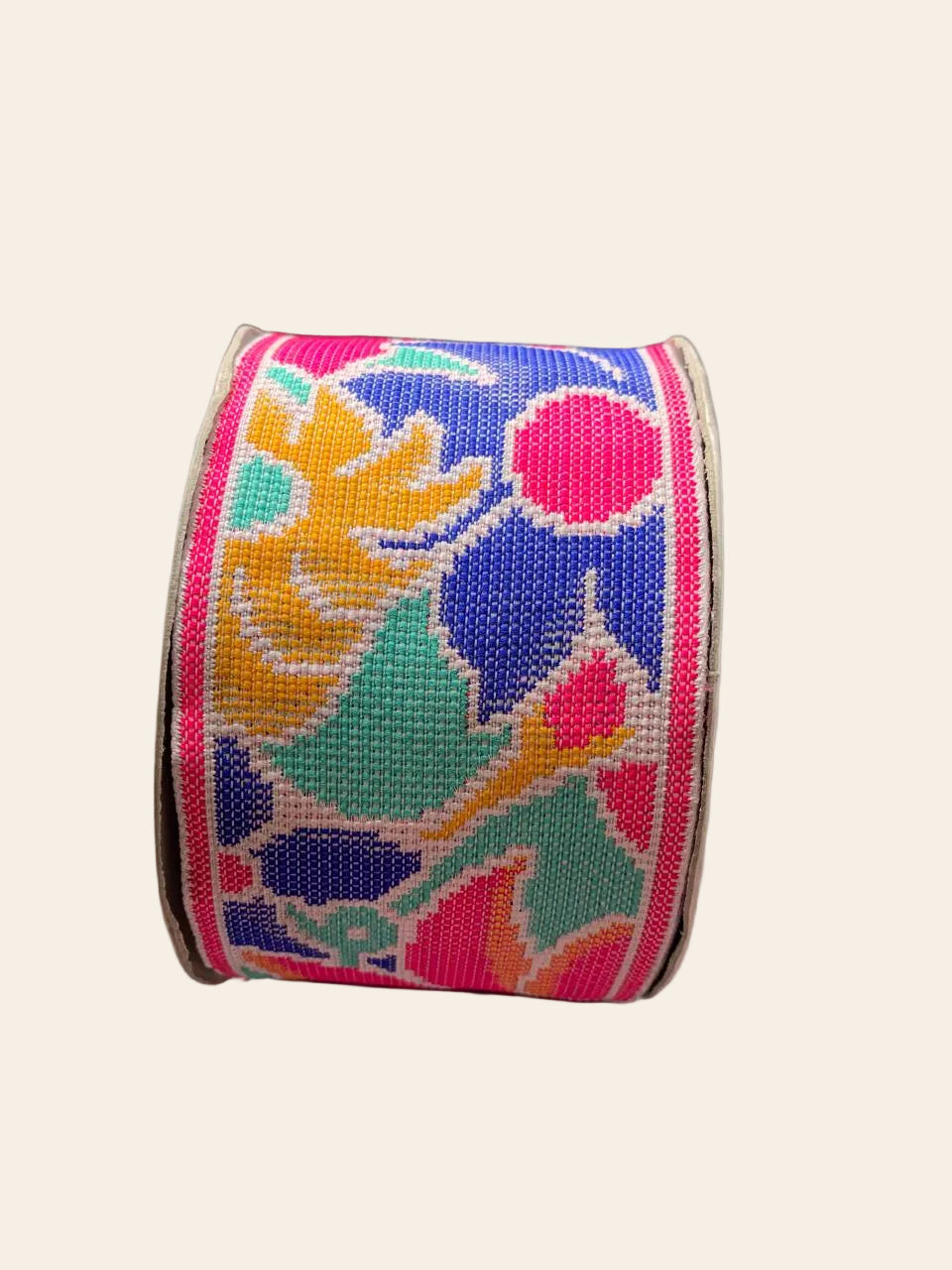 Vibrant Floral and Geometric Ribbon Spool