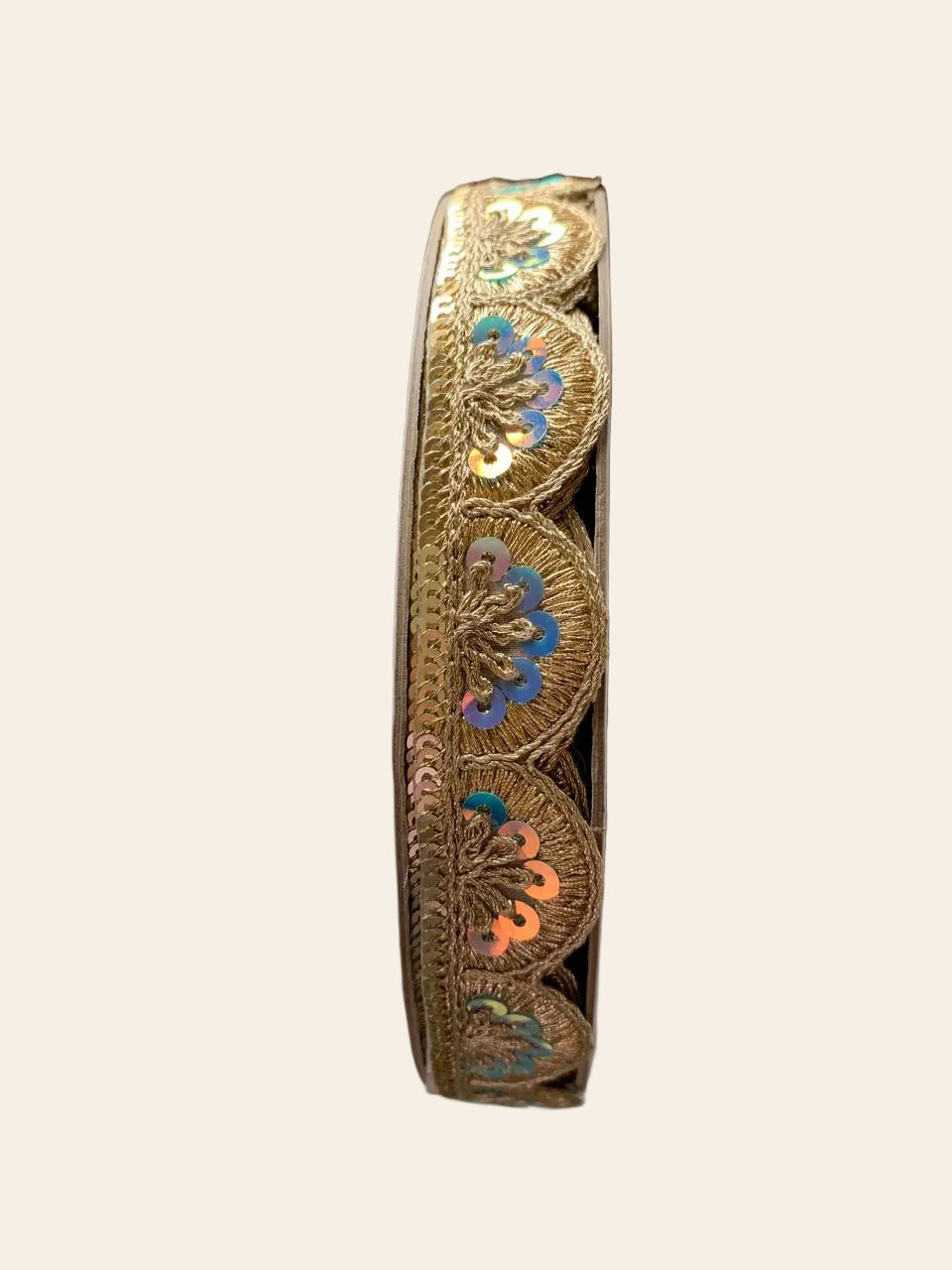 Gold and Multicolor Sequined Scalloped Trim