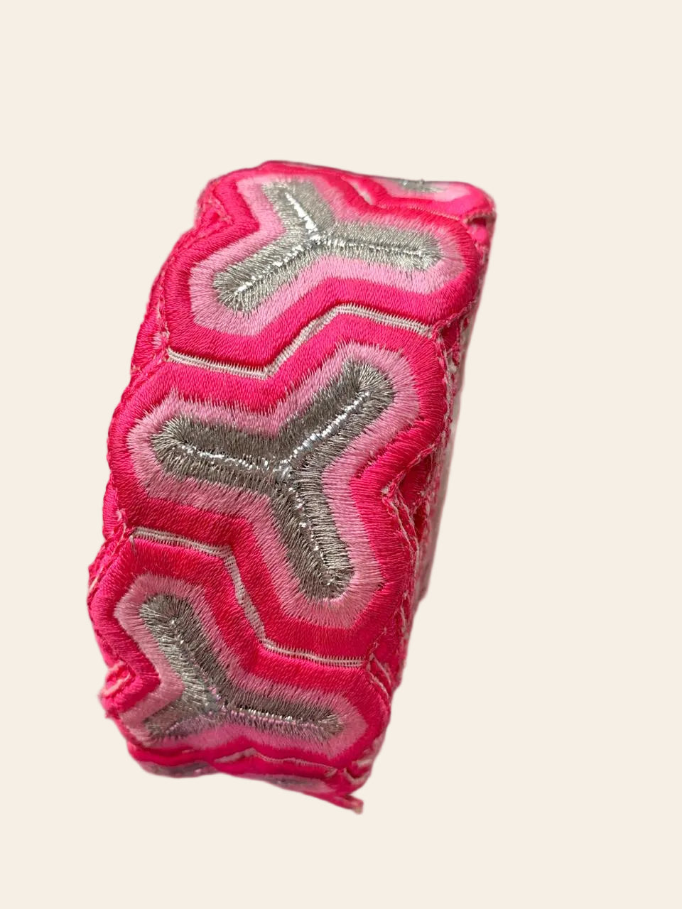Hot Pink and Metallic Geometric Ribbon Trim