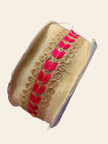 Beige & red Embroidered