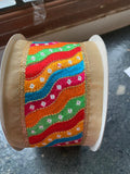 Multicolor Embroidered Wave Border Trim