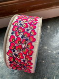 Pink Floral Vine Embroidery Border Trim