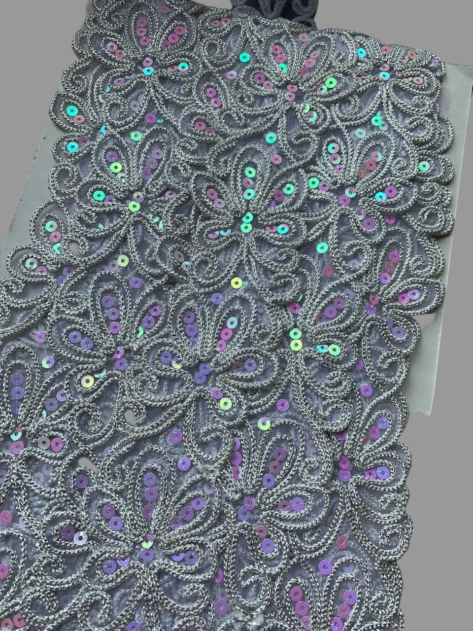 Silver Metallic Floral Sequin Lace Trim