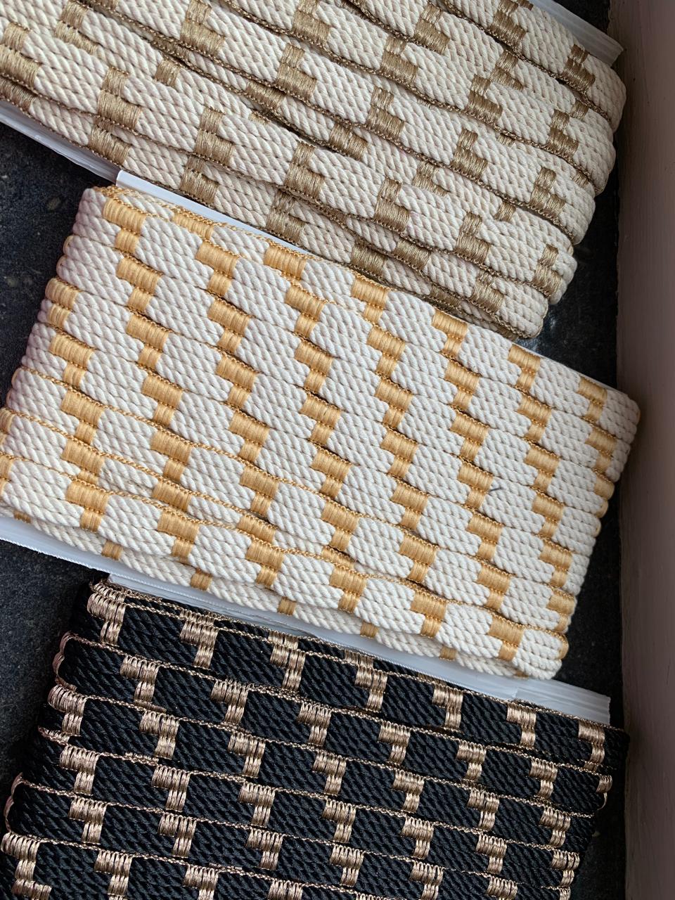 Geometric Metallic Cord Border Trim
