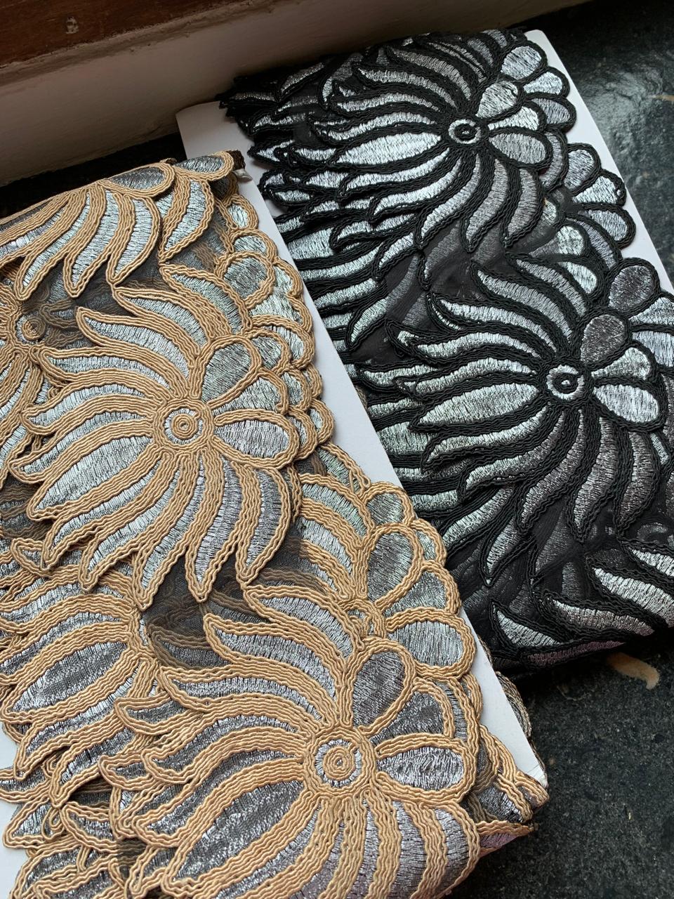 Metallic Floral Applique Lace Trim