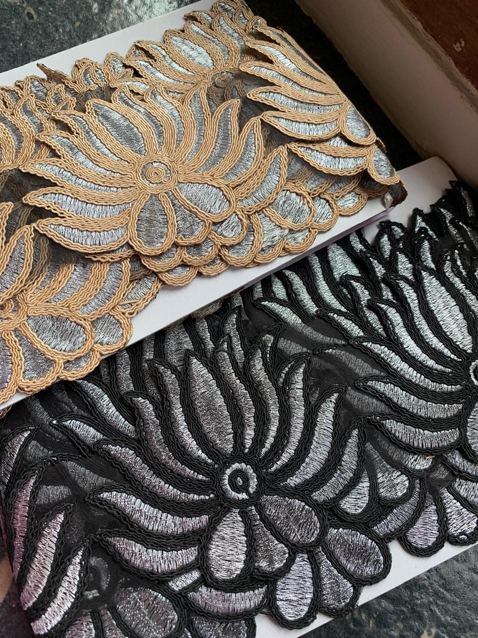 Metallic Floral Applique Lace Trim