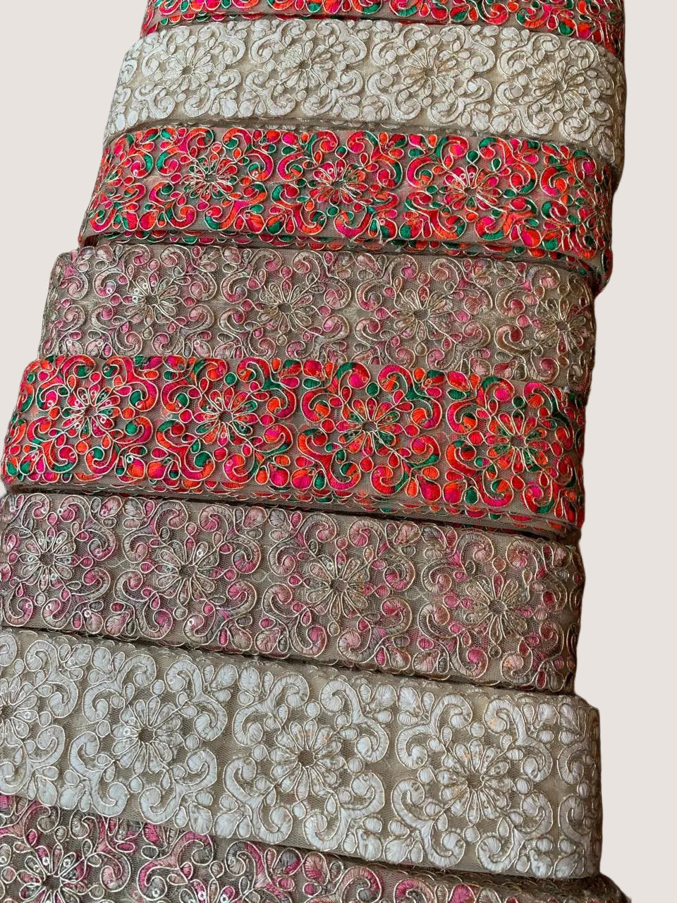 Embroidered Floral Net Lace Border Trim